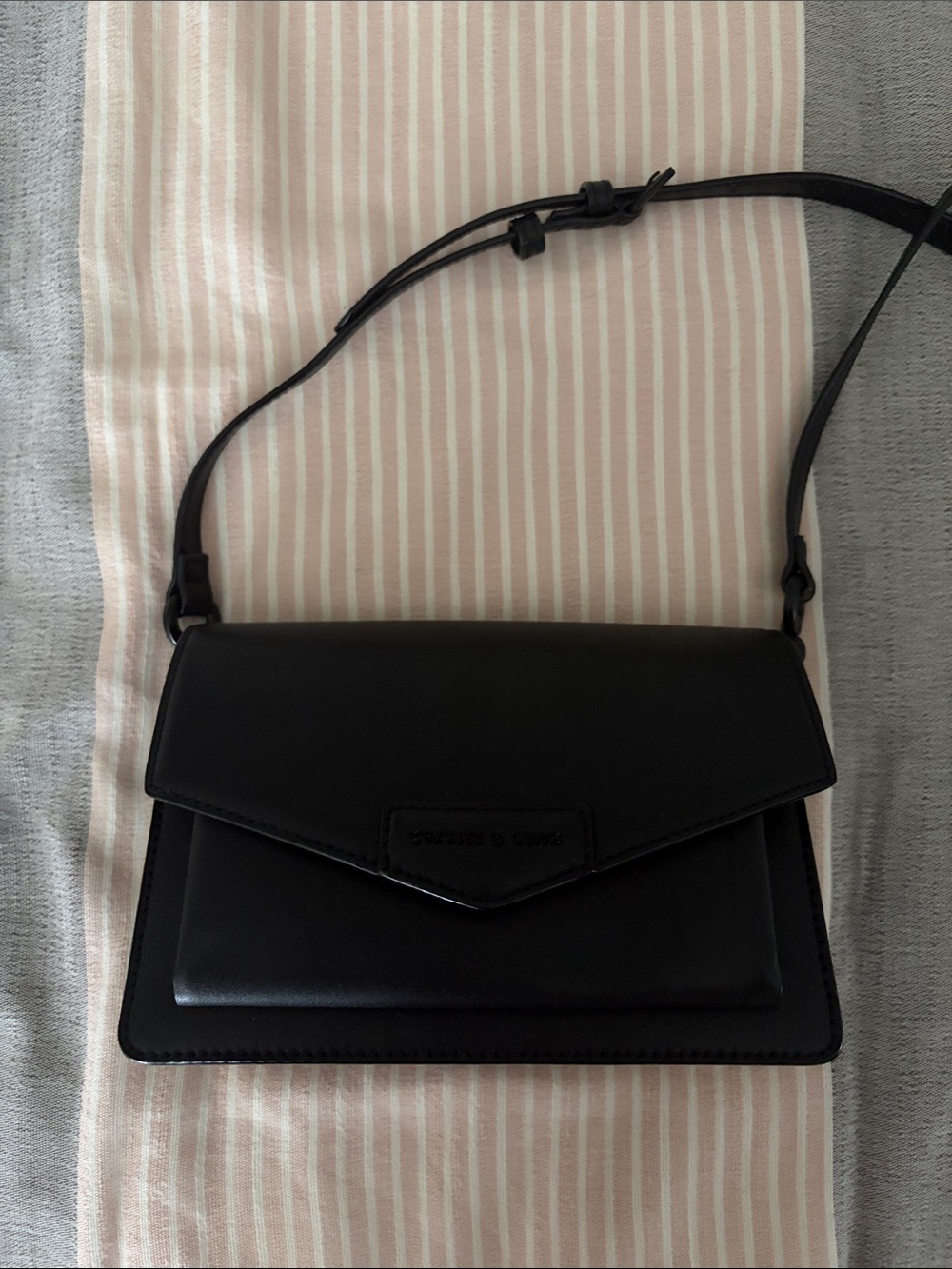 Charles & Keith Black Envelope Crossbody Bag